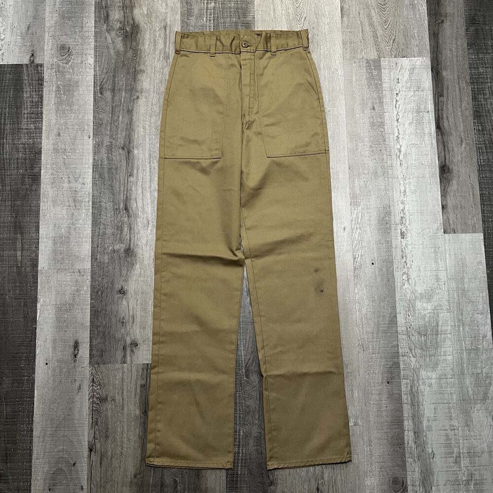 VTG Utility Bakers Pants OG-107 Style Beige Flap Pocket Military Men's Sz 30x35